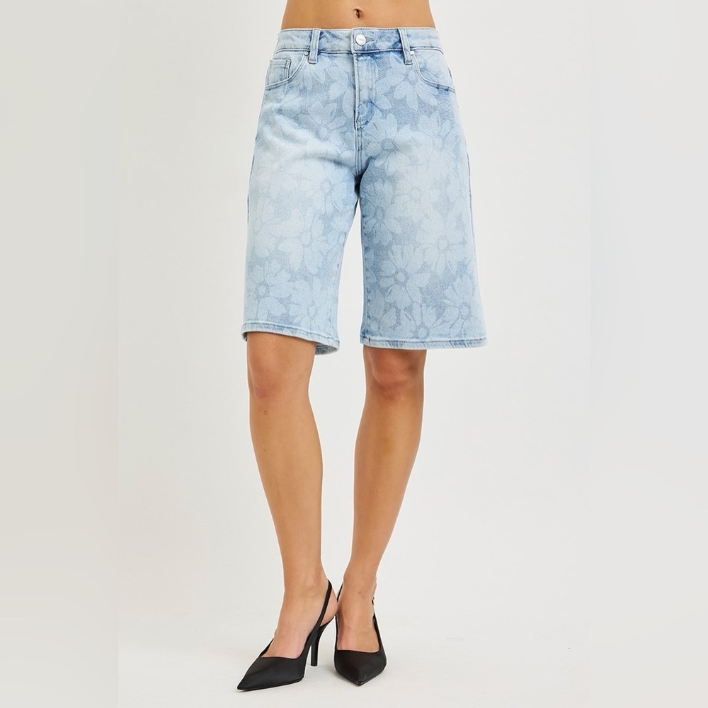 Floral Print Wide Leg Bermuda Shorts - Risen - Picture 6 of 6